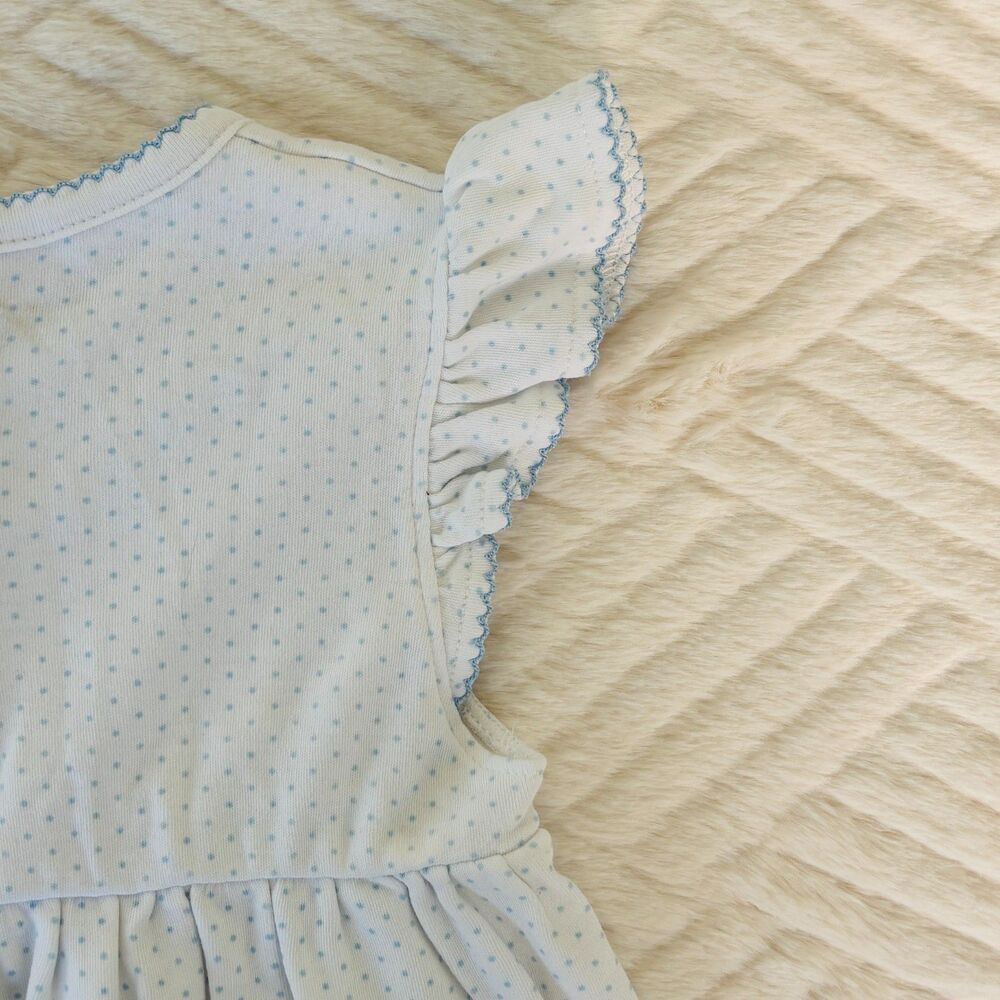 Little English Size 3T Blue Polka Dot Lemon Pocket Dress Flutter Sleeve Cotton - Picture 4 of 8